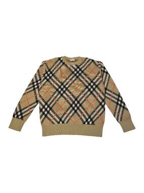 Burberry Check Wool Mohair Blend Sweaters Beige